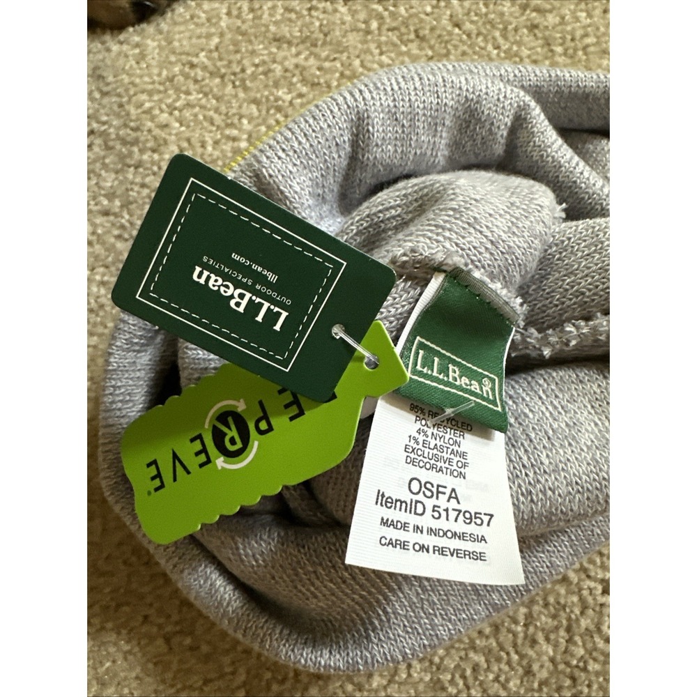 NWT L.L. Bean KATAHDIN Pom Graphic Hat Beanie Gray Blue Green Mts &‎ Trees - Picture 10 of 13